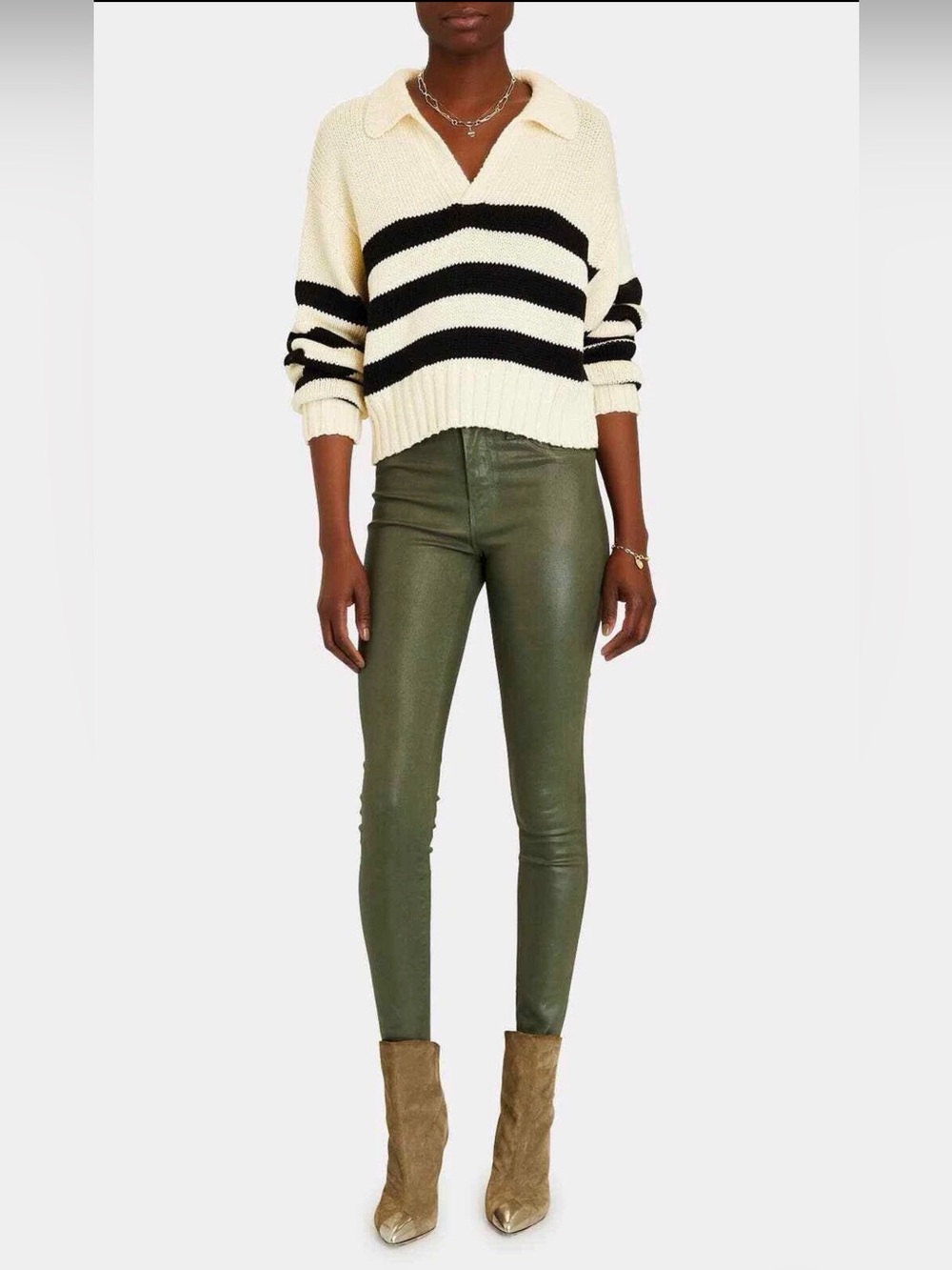 L'AGENCE Margot High-Rise Coated Skinny Jeans in Hunter Green (31)